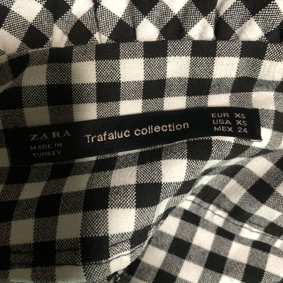 NWOT ZARA High Rise Paperbag Waist Gingham Black & White Plaid Shorts Sz Xs - Picture 13 of 15